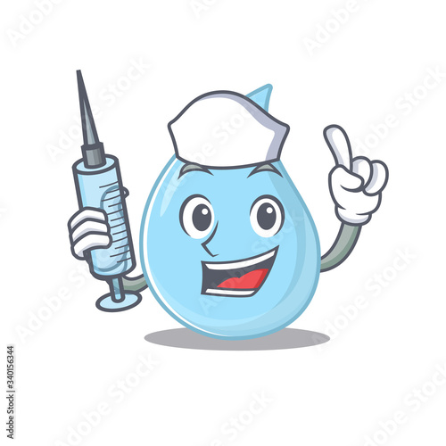 A nice nurse of raindrop mascot design concept with a syringe