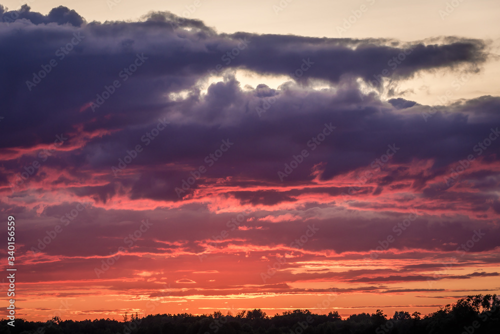 Dramatic red sky during sunset in rural area of Masovia Province in Poland Dramatic red sky during sunset in rural area of Masovia Province in Poland