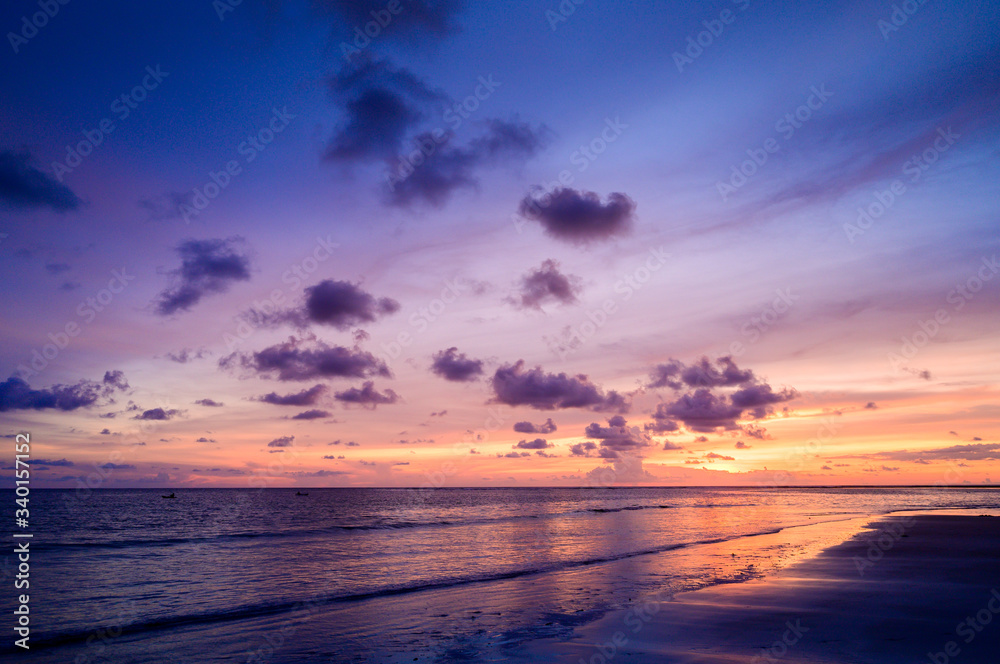 Fototapeta premium sunset on the beach in Thailand , cover banner concept summer background.