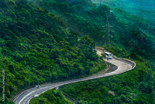 Aerial view of Hai Van pass from Hue to Da Nang, Bach Ma mountain, Hue area, Vietnam.