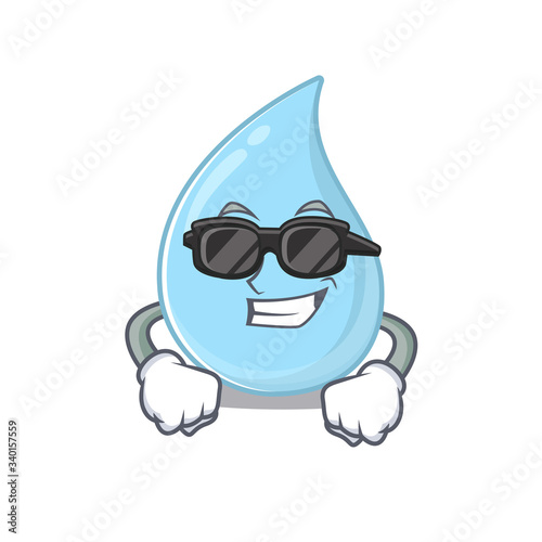 Cool raindrop cartoon character wearing expensive black glasses
