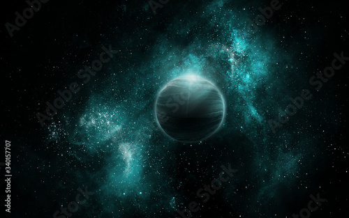 Fototapeta Naklejka Na Ścianę i Meble -  abstract space illustration, 3d image, planet and space green nebula