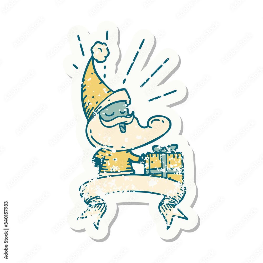 grunge sticker of tattoo style santa claus christmas character grunge sticker of tattoo style santa claus christmas character