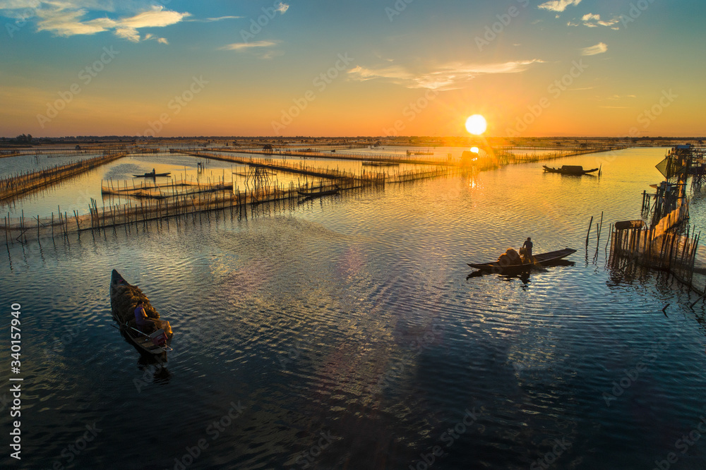 Aerial view of Sam lagoon in Tam Giang lagoon, Hue, Vietnam. Aerial view of Sam lagoon in Tam Giang lagoon, Hue, Vietnam.