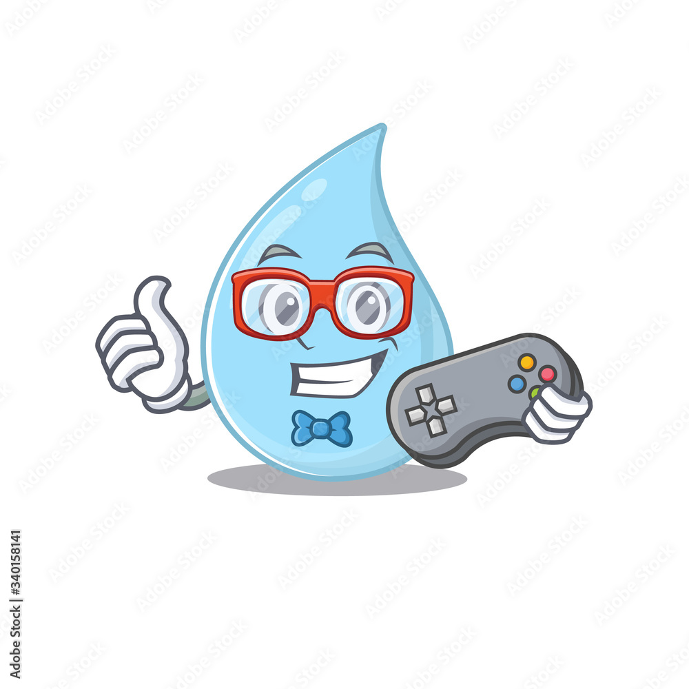 Mascot design concept of raindrop gamer using controller Mascot design concept of raindrop gamer using controller
