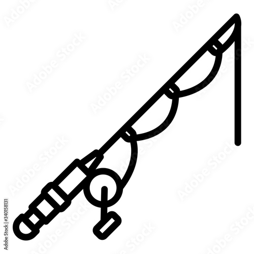 Fishing rod icon. Outline fishing rod vector icon for web design isolated on white background