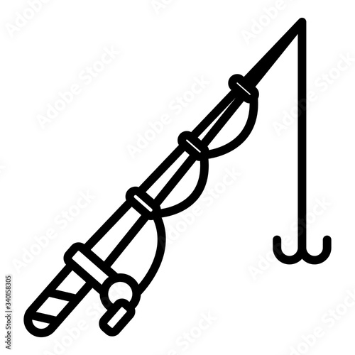 Fishing rod spinning icon. Outline fishing rod spinning vector icon for web design isolated on white background