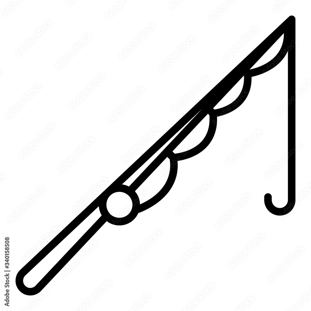 Rod fish hook icon. Outline rod fish hook vector icon for web design isolated on white background