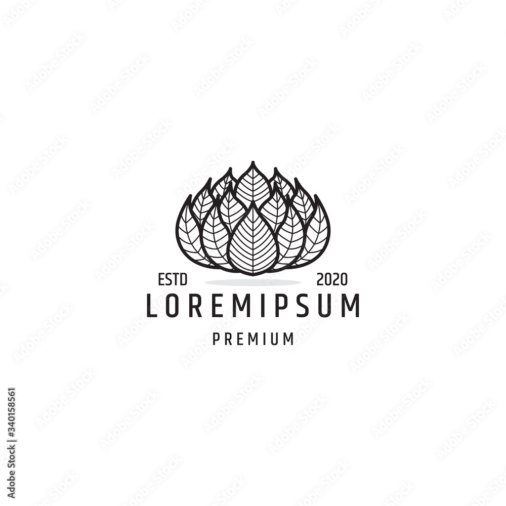 Leaf lotus flower logo design template with background white Leaf lotus flower logo design template with background white