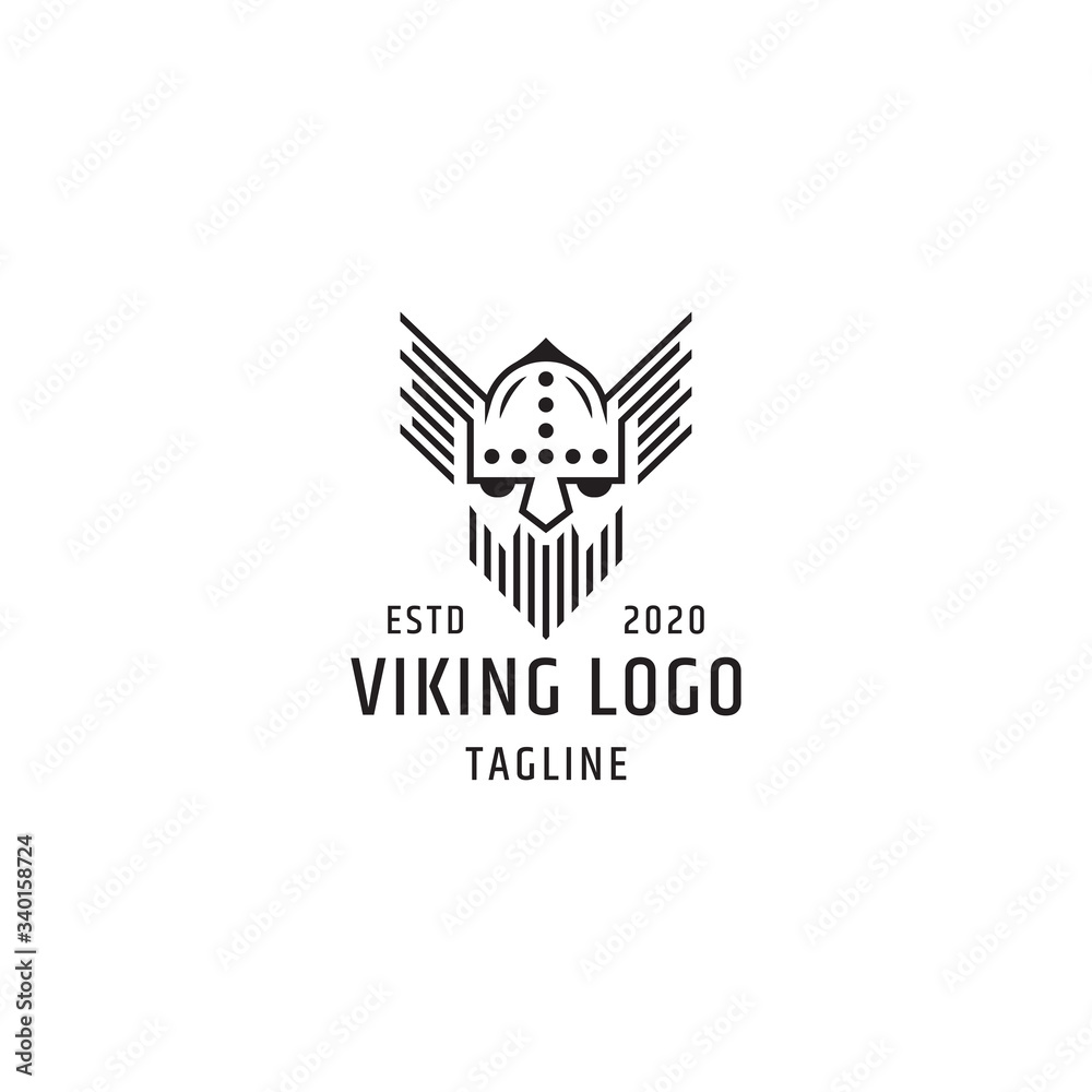 Viking logo design template with line