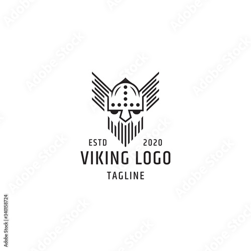 Viking logo design template with line