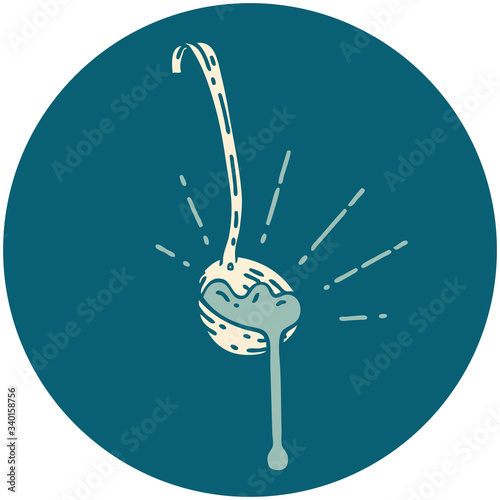 icon of tattoo style ladle of gravy photo