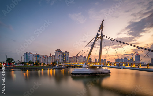 Geylang River, Singapore 2018 Sunset at Tanjong Rhu Suspension Bridge
 photo