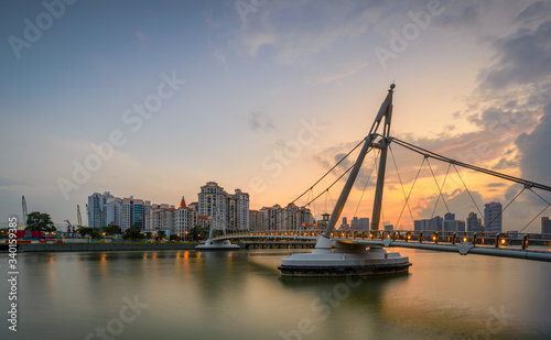 Geylang River  Singapore 2018 Sunset at Tanjong Rhu Suspension Bridge 