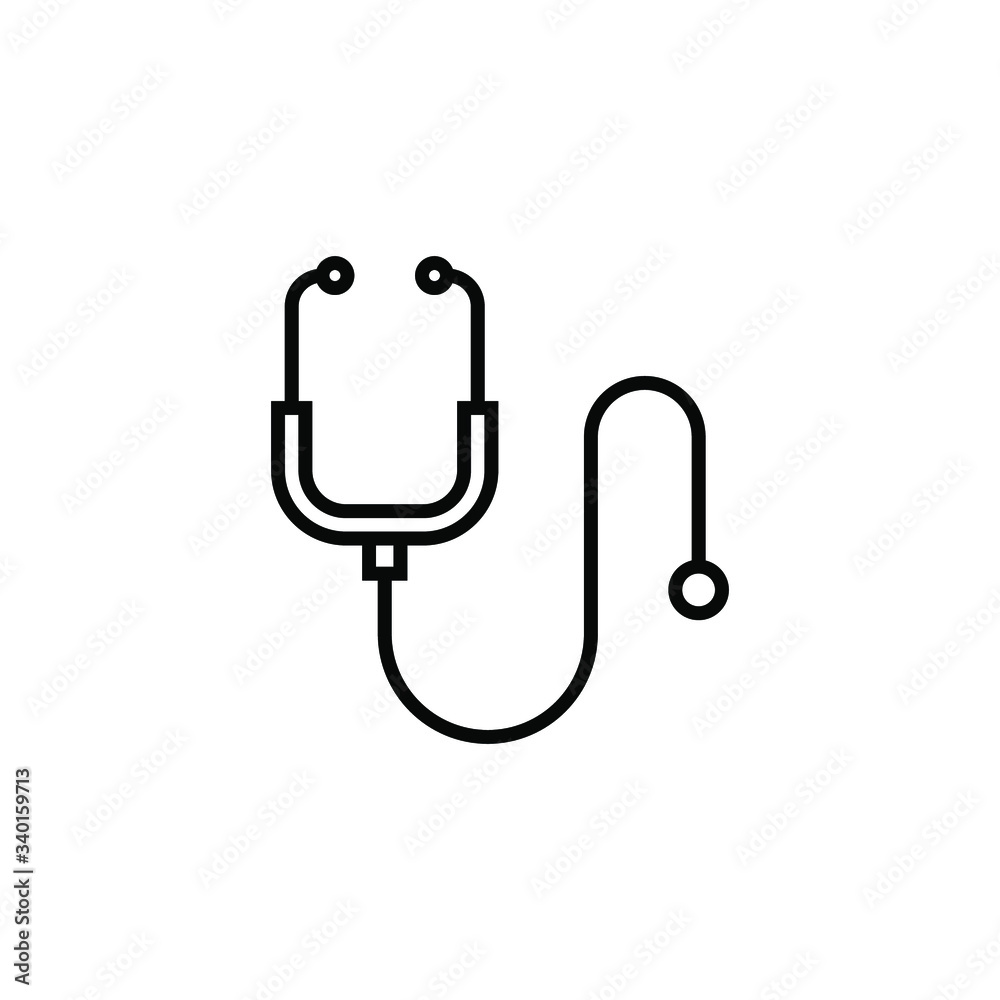 stethoscope icon vector outline design isolated on white background stethoscope icon vector outline design isolated on white background