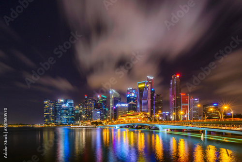 Marina bay, singapore 2019 central business district skyline at night