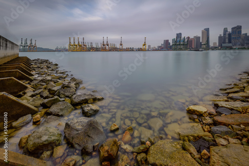 Singapore 2018 Early morning at Marina South Pier cruise terminal located in Marina South over look to Tanjong Pagar Terminal, Singapore 