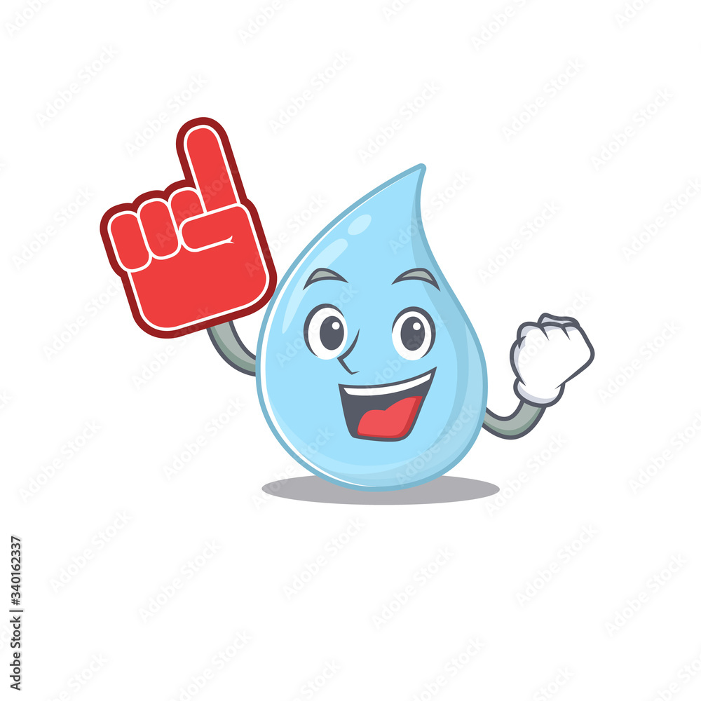 Raindrop presented in cartoon character design with Foam finger Raindrop presented in cartoon character design with Foam finger