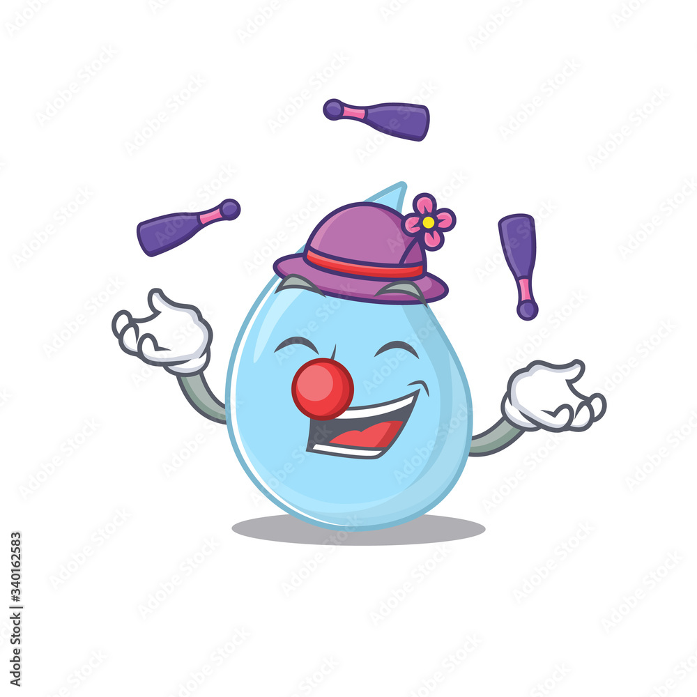An attractive raindrop cartoon design style playing juggling