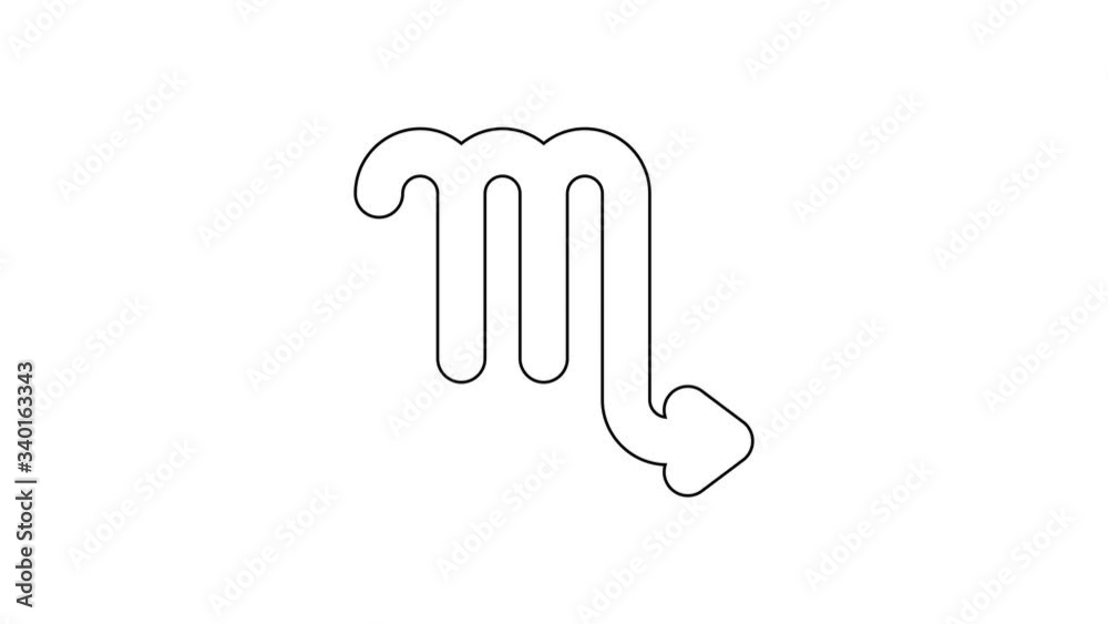Black line Scorpio zodiac sign icon isolated on white background. Astrological horoscope collection. 4K Video motion graphic animation Black line Scorpio zodiac sign icon isolated on white background. Astrological horoscope collection. 4K Video motion graphic animation