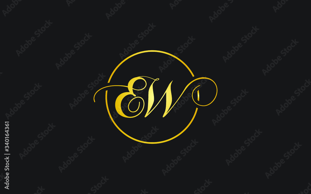 EW or WE and E, W Uppercase Cursive Letter Initial Logo Design, Vector Template