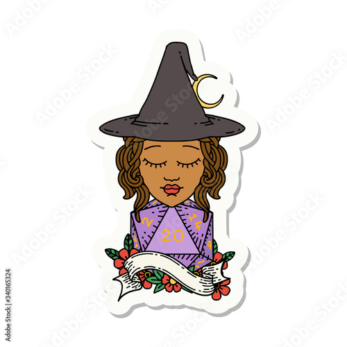 human mage with natural 20 D20 dice roll sticker