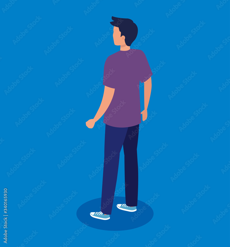 young man of back avatar character vector illustration design young man of back avatar character vector illustration design