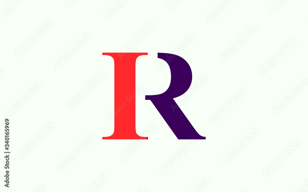 IR or RI and I, R Uppercase Letter Initial Logo Design, Vector Template