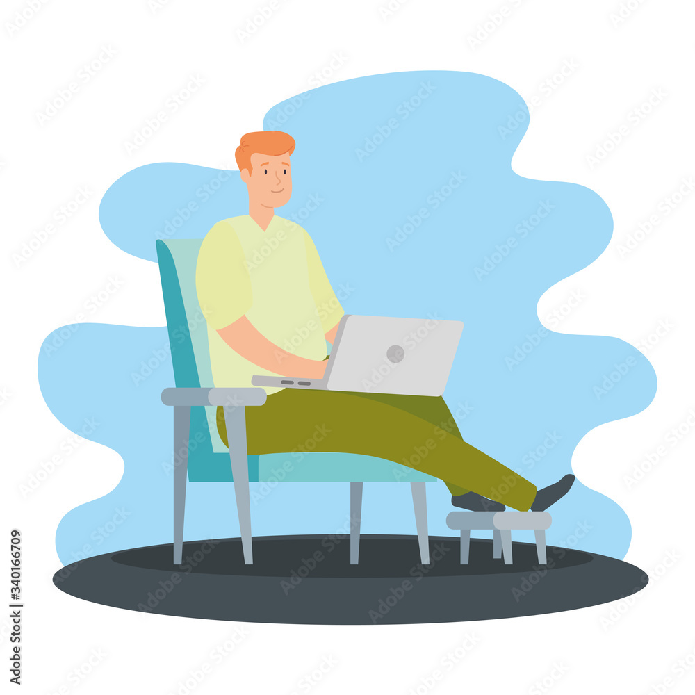 man sitting in chair with laptop isolated icon vector illustration design man sitting in chair with laptop isolated icon vector illustration design
