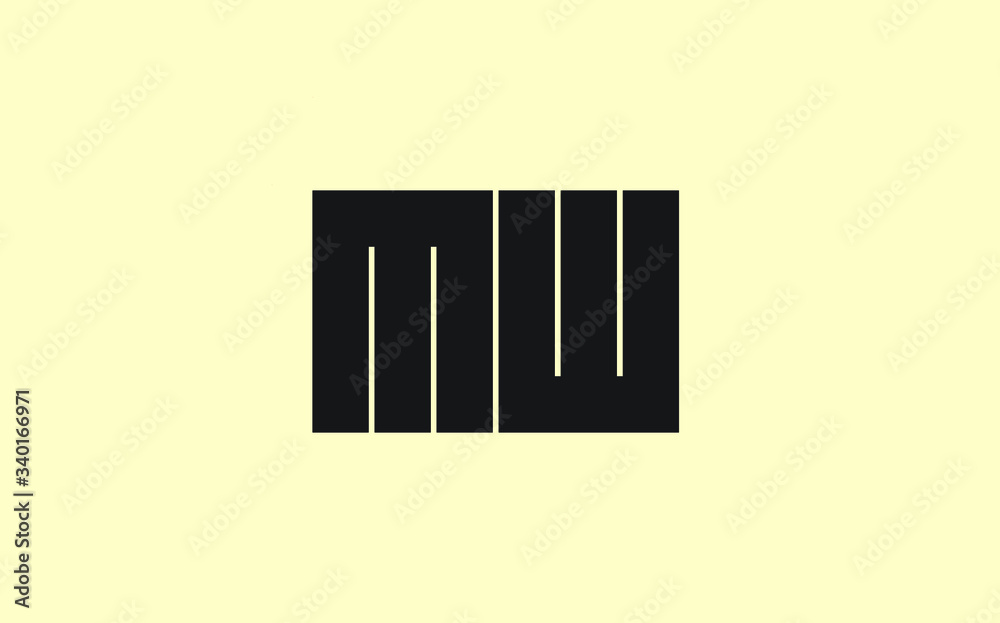 MW or WM and M, W Uppercase Letter Initial Logo Design, Vector Template