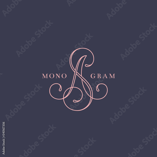 Calligraphic monogram SA