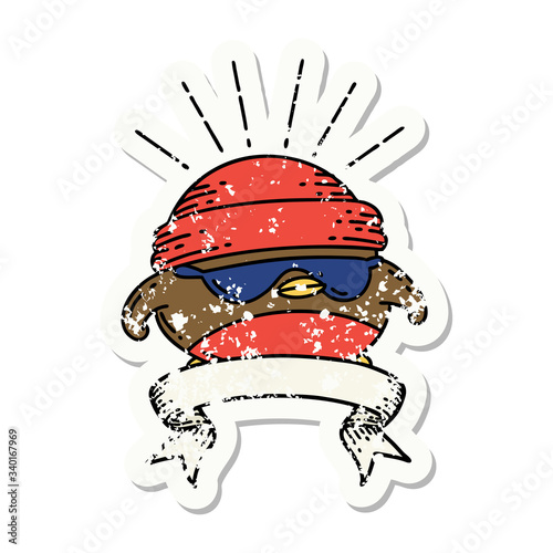 grunge sticker of tattoo style cool robin