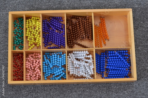Montessori pearl beads material to learn math