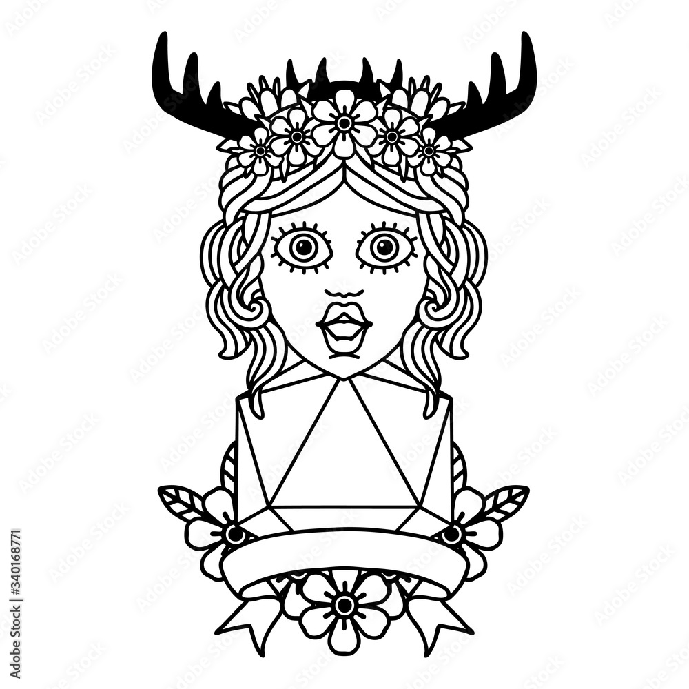 human druid with natural 20 dice roll illustration human druid with natural 20 dice roll illustration