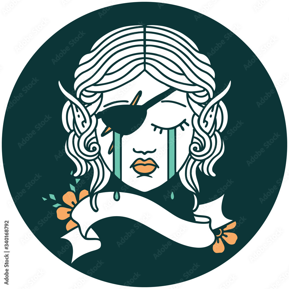 crying elf rogue character face icon crying elf rogue character face icon