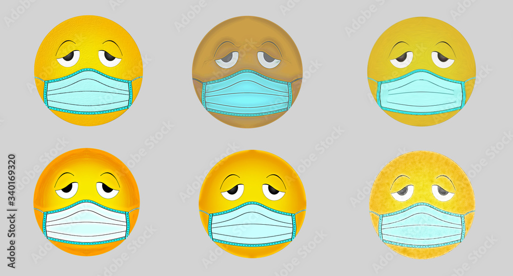 beautiful illustration of a smiley face in a medical mask, virus protection beautiful illustration of a smiley face in a medical mask, virus protection