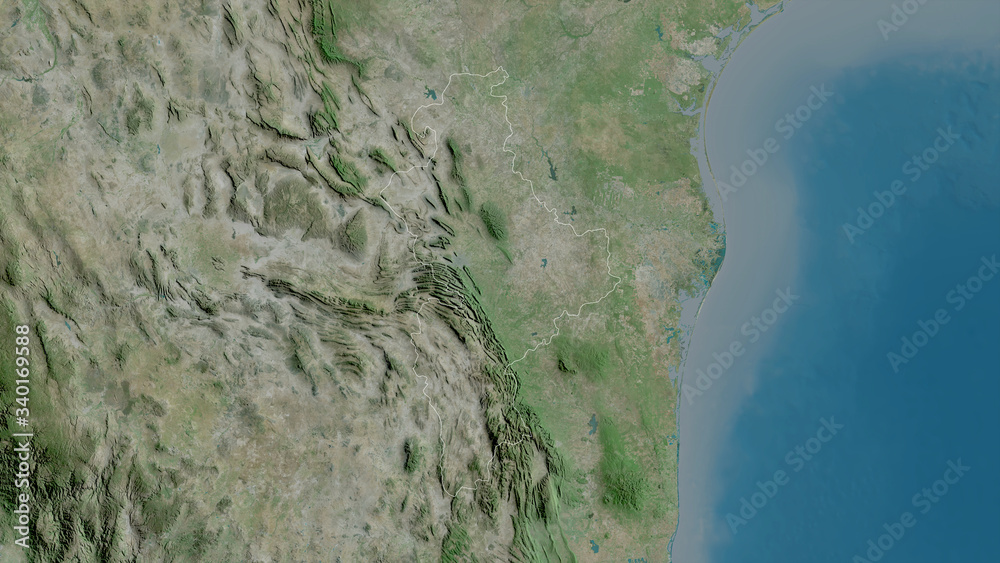 Nuevo León, Mexico - outlined. Satellite