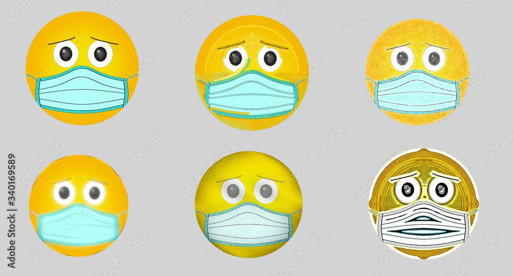 beautiful illustration of a smiley face in a medical mask, virus protection beautiful illustration of a smiley face in a medical mask, virus protection