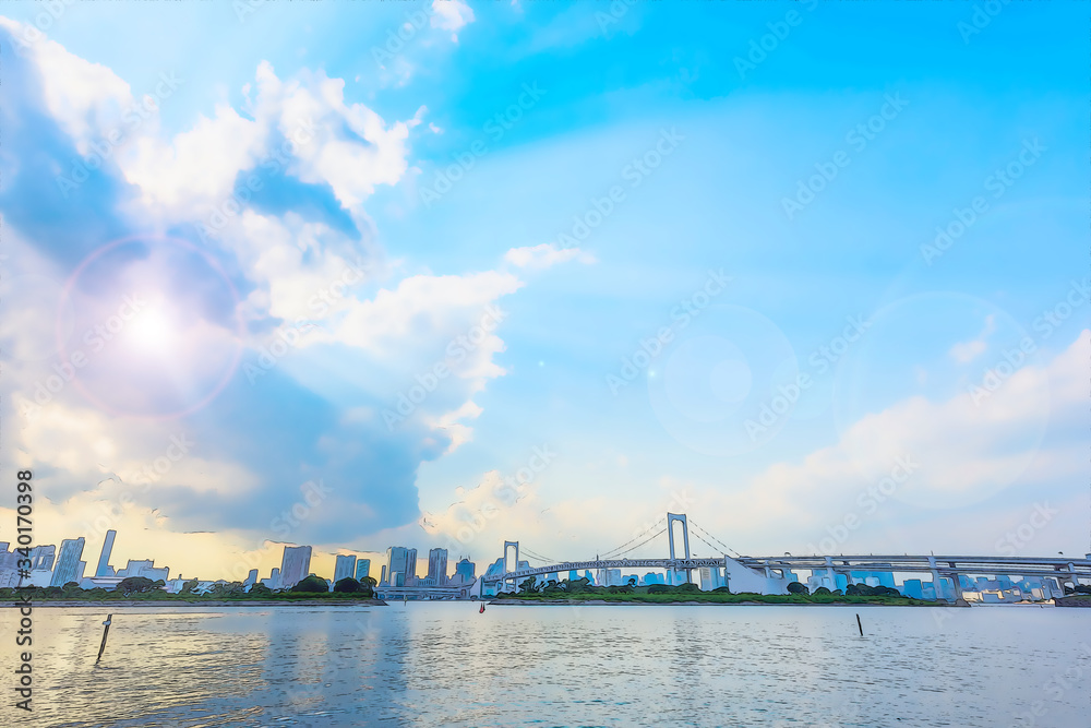 Φωτογραφία 神秘的なお台場の風景　アニメ風