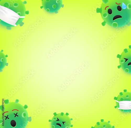 Coronavirus emoji with different emotions and masks