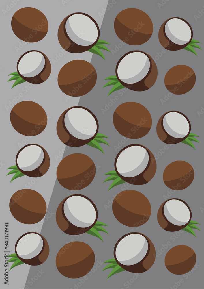 Obraz premium Coconut background flat design vector