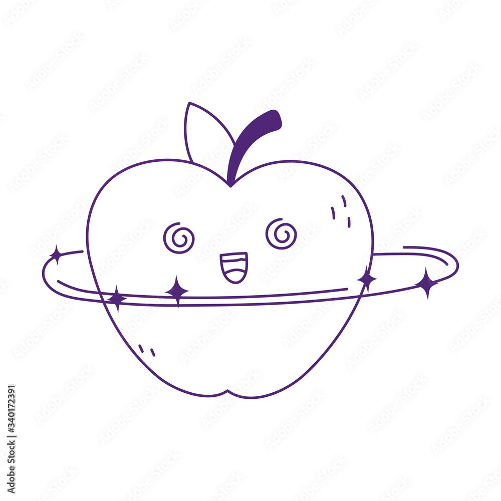 kawaii cute crazy apple fruit cartoon isolated icon kawaii cute crazy apple fruit cartoon isolated icon