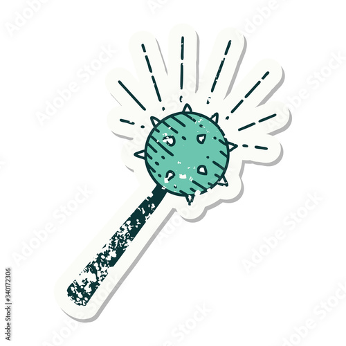 grunge sticker of tattoo style medieval mace