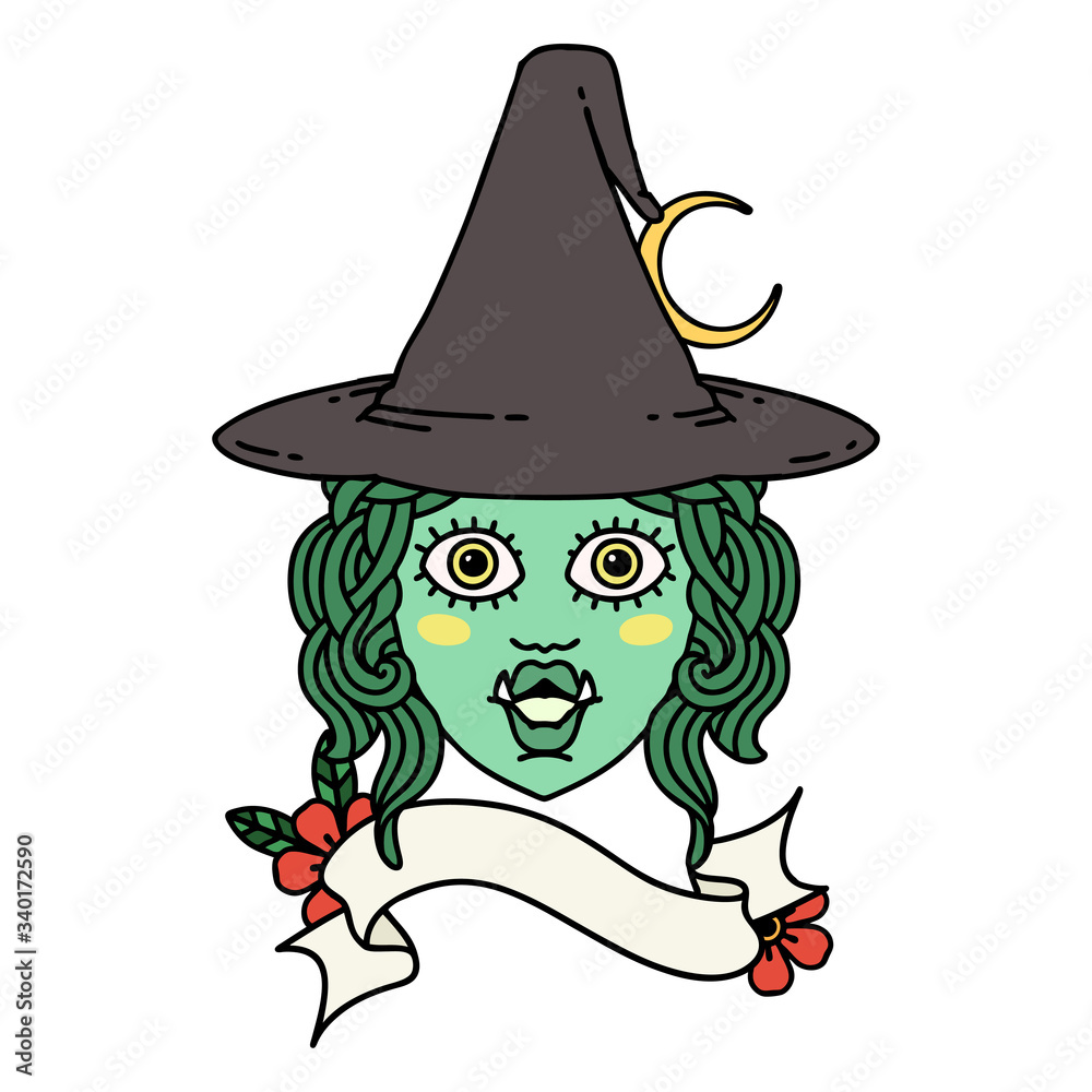 half orc witch character face illustration half orc witch character face illustration