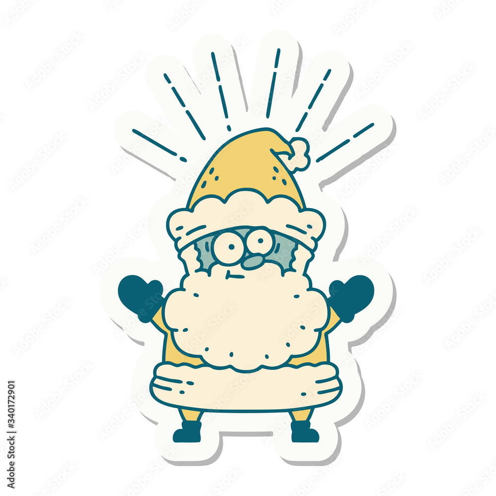 sticker of tattoo style santa claus christmas character