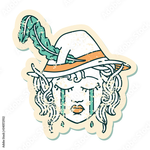 crying elf bard character face illustration