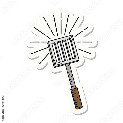 sticker of tattoo style kitchen spatula