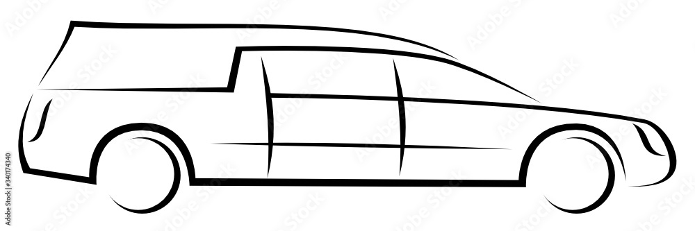 Dynamic vector illustration of an American hearse (funeral car) which can be used as a logo for funeral services company