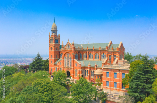 Aerial photos of Sheshan Catholic Church in Shanghai, China