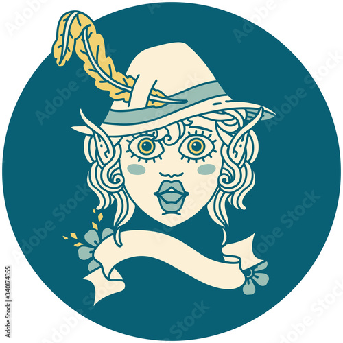 elf bard character face illustration